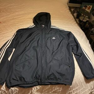 Adidas Men's Navy white Hooded windbreaker